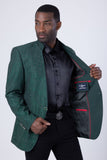 Barabas Wholesale Men's Geometric Studded Henley Lapel Blazer 3BLR14 Green