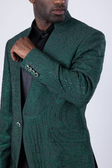 Barabas Wholesale Men's Geometric Studded Henley Lapel Blazer 3BLR14 Hunter Green