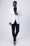 Barabas Wholesale Men's Geometric Studded Henley Lapel Blazer 3BLR14 White Silver