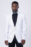 Barabas Wholesale Men's Geometric Studded Henley Lapel Blazer 3BLR14 White Silver