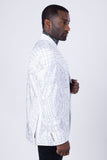 Barabas Wholesale Men's Geometric Studded Henley Lapel Blazer 3BLR14 White Silver