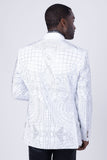 Barabas Wholesale Men's Geometric Studded Henley Lapel Blazer 3BLR14 White Silver