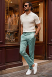 BARABAS Men's Solid Color Plain Shiny Chino Dress Pants 3CP02 Light Green