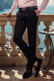 Barabas Men's Velvet Shiny Chino Solid Color Dress Pants 3CP04 Black