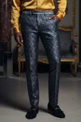 BARABAS Men's Decorative Geometric Printed Chino Pants 3CP05 Gray