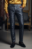 BARABAS Men's Decorative Geometric Printed Chino Pants 3CP05 Gray