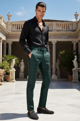 BARABAS Men's Decorative Geometric Printed Chino Pants 3CP05 Green