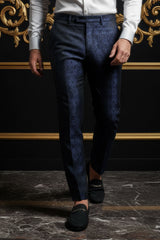 BARABAS Men's Decorative Geometric Printed Chino Pants 3CP05 Navy