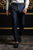 BARABAS Men's Decorative Geometric Printed Chino Pants 3CP05 Navy