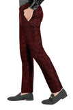 BARABAS Men's Decorative Geometric Printed Chino Pants 3CP05 Wine