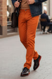 Barabas Men's Slim Fit Solid Color Plain Premium Jeans 3CPW32 Orange
