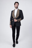 Barabas Wholesale Elite Men's Rhinestone Luxury Shawl Collar Blazer 3EBL14 Black Gold