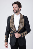 Barabas Wholesale Elite Men's Rhinestone Luxury Shawl Collar Blazer 3EBL14 Black Gold