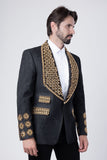 Barabas Wholesale Elite Men's Rhinestone Luxury Shawl Collar Blazer 3EBL14 Black Gold