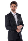 Barabas Wholesale Elite Men's Rhinestone Luxury Shawl Collar Blazer 3EBL14 Black