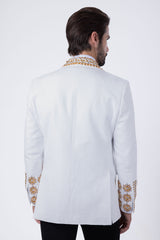 Barabas Wholesale Elite Men's Rhinestone Luxury Shawl Collar Blazer 3EBL14 White Gold