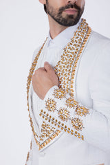 Barabas Wholesale Elite Men's Rhinestone Luxury Shawl Collar Blazer 3EBL14 White Gold