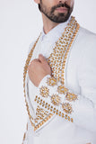 Barabas Wholesale Elite Men's Rhinestone Luxury Shawl Collar Blazer 3EBL14 White Gold