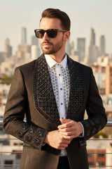 Barabas Wholesale Elite Men's Rhinestone Luxury Shawl Collar Blazer 3EBL14 Black