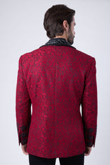 Barabas Wholesale Elite Men's Rhinestone Floral Luxury Shawl Lapel Blazer 3EBL15 Red Black