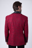 Barabas Wholesale Elite Men's Rhinestone Floral Luxury Shawl Lapel Blazer 3EBL15 Red Black