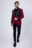Barabas Wholesale Elite Men's Rhinestone Floral Luxury Shawl Lapel Blazer 3EBL15 Red Black