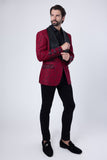 Barabas Wholesale Elite Men's Rhinestone Floral Luxury Shawl Lapel Blazer 3EBL15 Red Black