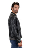 Barabas Men's Spiked Premium Motorcycle Biker Jacket 3JPU26 Black and Silver
