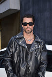 Barabas Men's Spiked Motorcycle Biker Faux Leather Jacket 3JPU26 Black Silver
