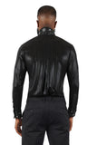 Barabas Men's Rhinestone Polka Dotted Satin Turtle Neck Shirt 3MT01 Black
