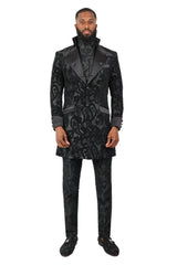 BARABAS Men's Paisley Long Sleeve Turtle Neck shirt 3MT05 Black