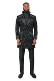 BARABAS Men's Paisley Long Sleeve Turtle Neck shirt 3MT05 Black