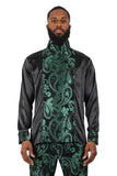 BARABAS Men's Paisley Long Sleeve Turtle Neck shirt 3MT05 Green