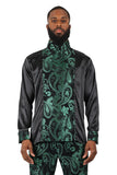 BARABAS Men's Paisley Long Sleeve Turtle Neck shirt 3MT05 Black and Green