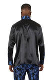 BARABAS Men's Paisley Long Sleeve Turtle Neck shirt 3MT05 Royal