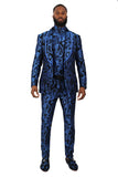 BARABAS Men's Paisley Long Sleeve Turtle Neck shirt 3MT05 Royal