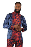 BARABAS Men's Paisley Long Sleeve Turtle Neck shirt 3MT05 Navy