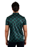 Barabas Men's Printed Shiny Diamond Polo Short Sleeve Shirts 3P06 Green Black
