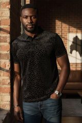 BARABAS Men's Polka Dotted See Through Short Sleeve Polo Shirts 3PP835 Black