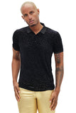 BARABAS Men's Polka Dotted See Through Short Sleeve Polo Shirts 3PP835 Black