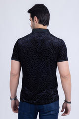 BARABAS Men's Polka Dotted See Through Short Sleeve Polo Shirts 3PP835 Black