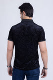 BARABAS Men's Polka Dotted See Through Short Sleeve Polo Shirts 3PP835 Black