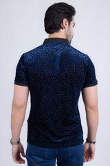BARABAS Men's Polka Dotted See Through Short Sleeve Polo Shirts 3PP835 Navy