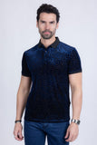 BARABAS Men's Polka Dotted See Through Short Sleeve Polo Shirts 3PP835 Navy