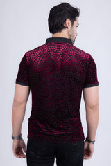 BARABAS Men's Polka Dotted See Through Short Sleeve Polo Shirts 3PP835 Wine
