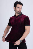 BARABAS Men's Polka Dotted See Through Short Sleeve Polo Shirts 3PP835 Wine