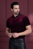 BARABAS Men's Polka Dotted See Through Short Sleeve Polo Shirts 3PP835 Wine