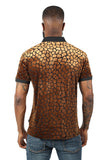 BARABAS Men's Leopard See Through Short Sleeve Polo Shirts 3PP838 Gold
