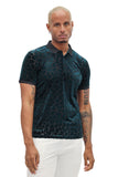 BARABAS Men's Leopard See Through Short Sleeve Polo Shirts 3PP838 Emerald Green