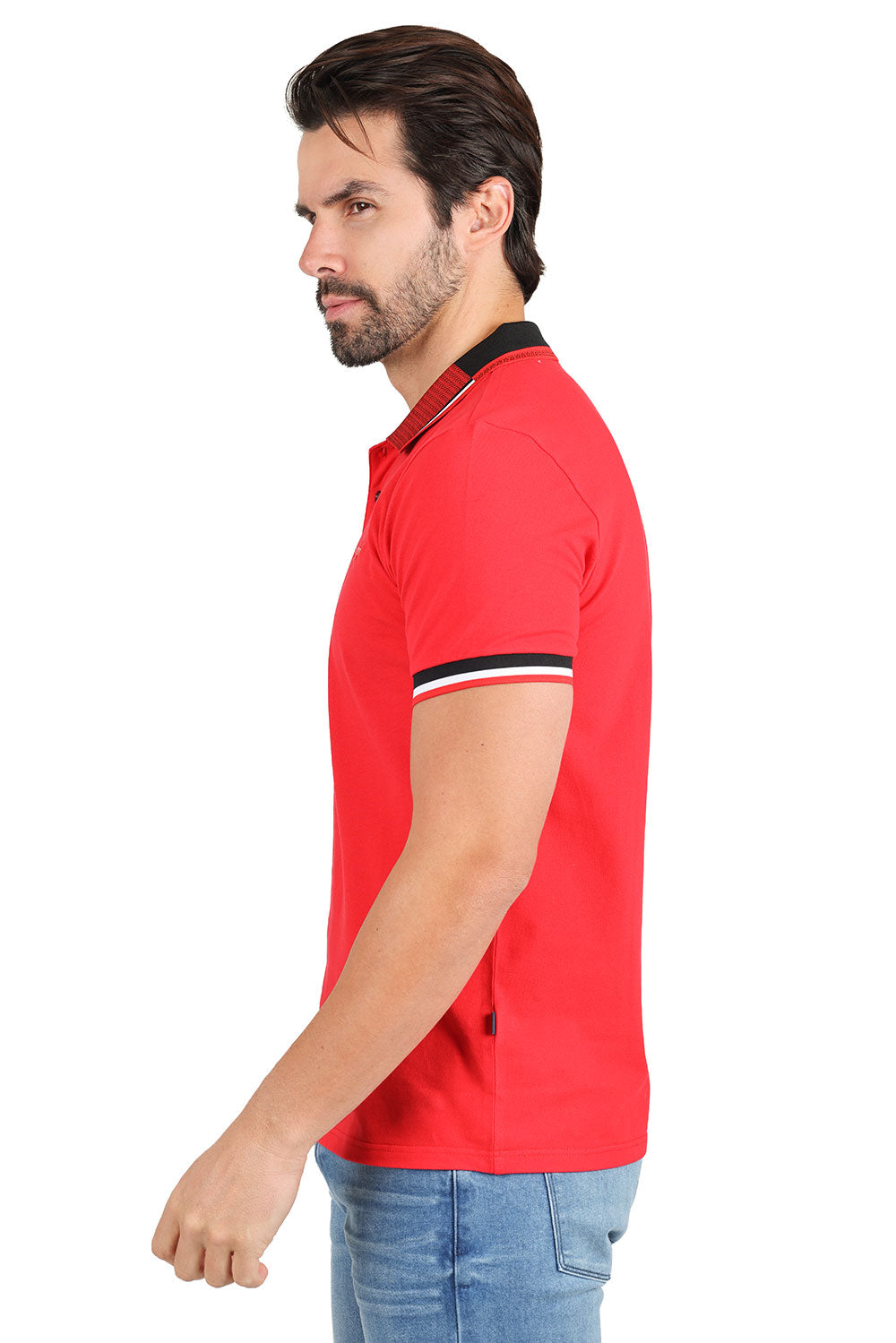 Barabas Men's Solid Color Cotton Short Sleeve Polo Shirts 3PS125 Red